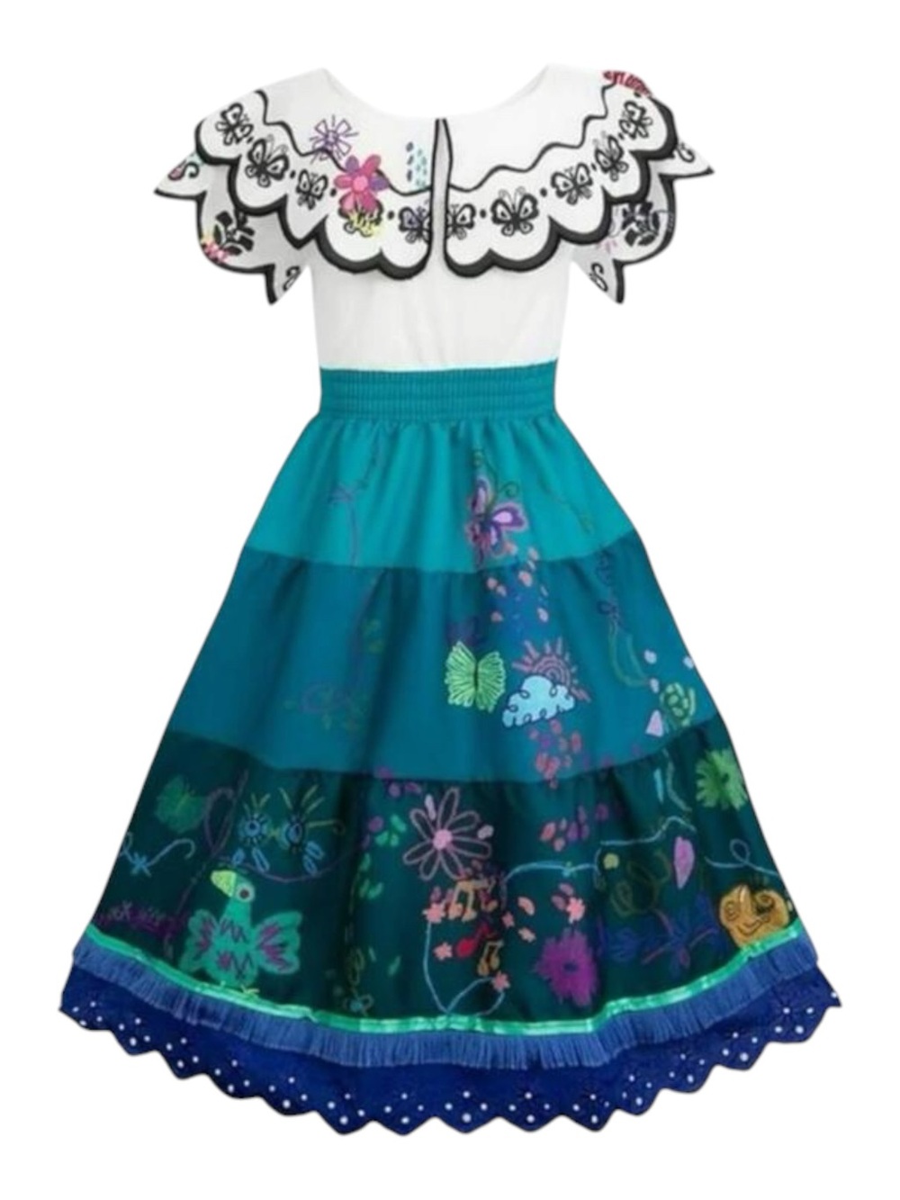 Disney 🝮 Encanto Mirabel Embroidery Halloween Costume 🝮 Butterflies Tassels 🝮 3T - Picture 3 of 16